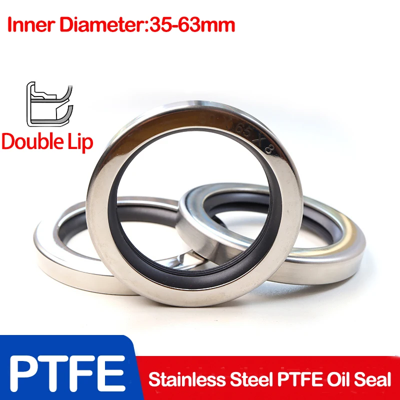 Stainless Steel PTFE Skeleton Oil Seal High Temperature and High Speed Rotary Shaft Seal Air Compressor Inner Diameter 35-63mm