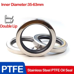 Stainless Steel PTFE Skeleton Oil Seal High Temperature and High Speed Rotary Shaft Seal Air Compressor Inner Diameter 35-63mm