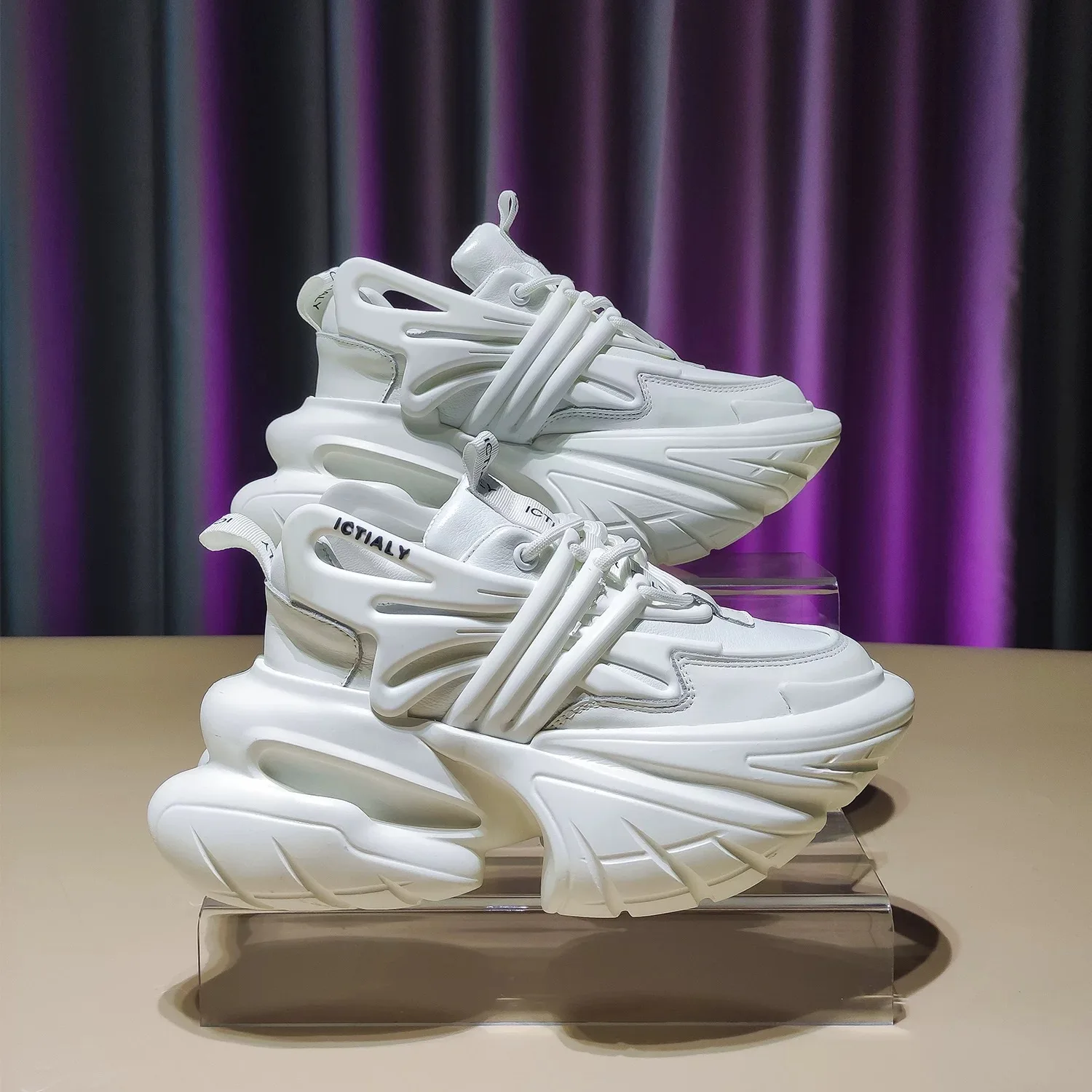 

Unique Design Chunky Sneakers White Style Shoes Luxury Designer Fashion High Platform Spring 2025 Height Increased Special Heels