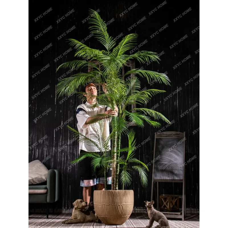 Areca Palm Simulation Large Palm Tree Needle Sunflower Bionic Fake Trees Green Plant Indoor Living Room Landscape Decoration