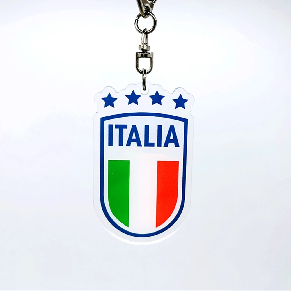 Italy Colorful National Flag Soccer LOGO Acrylic Key Chain Craft Europe  America Soccer Clubs Souvenir Organic Glass Plaque 1Pcs