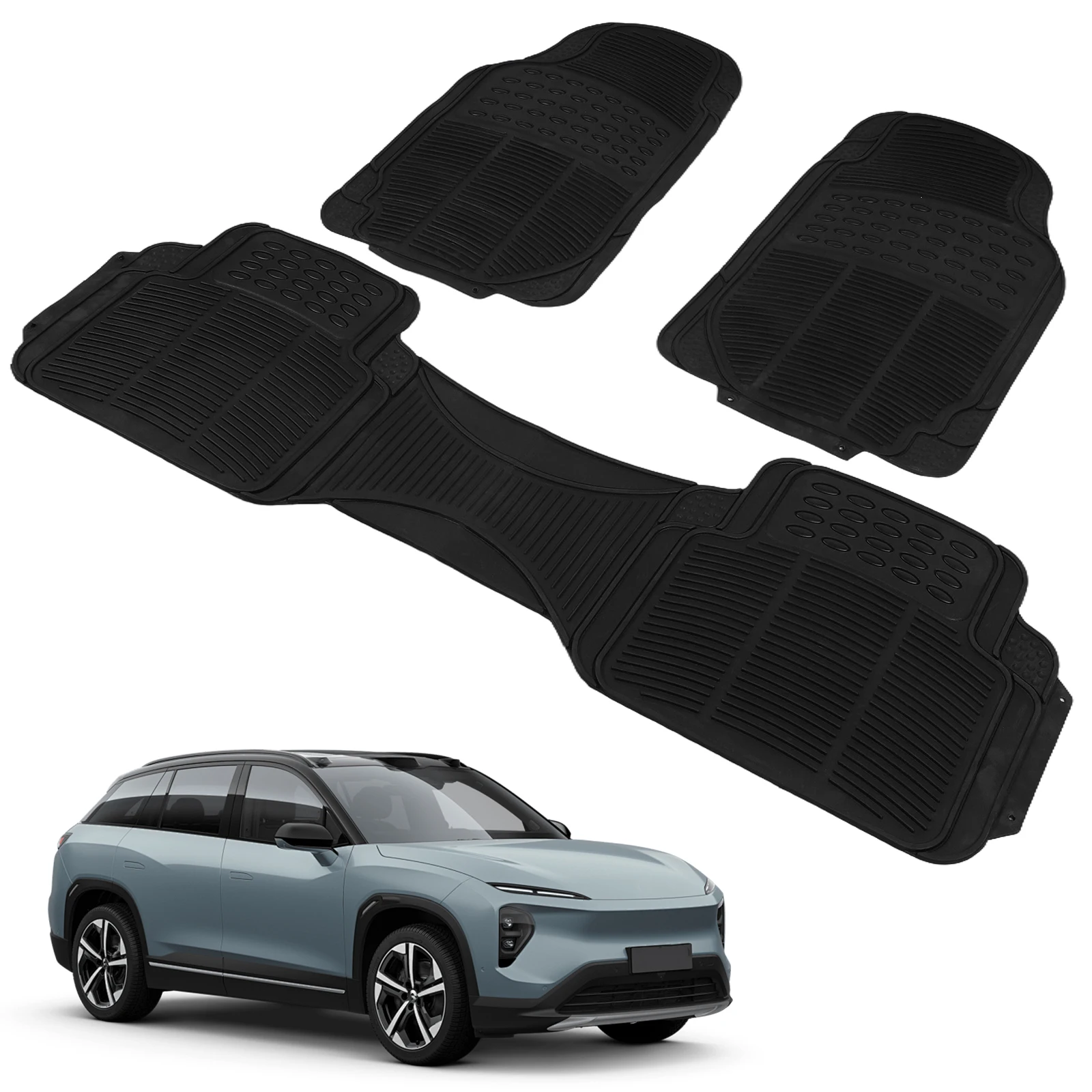 

3 Pieces Deep Waterproof Car Mats All Weather Rubber Car Floor Mats Waterproof All Weather Car Mats for Truck Van SUV