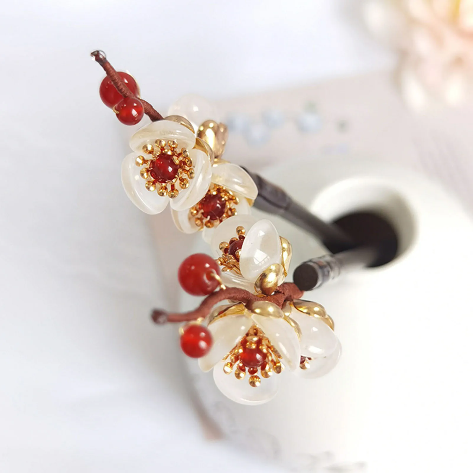 Chinese Style Wooden Hair Stick Vintage Flower Hairpin Ancient Style  Hair Chopsticks Elegant Lady Hair Accessories Headdress