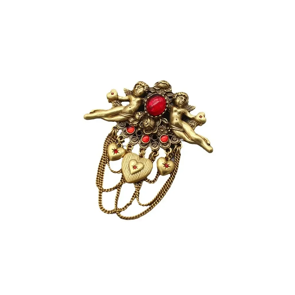 Italian Angel Tassel Brooch Holiday Red Glass Clothing Accessories Love Pendant Brooch 2026