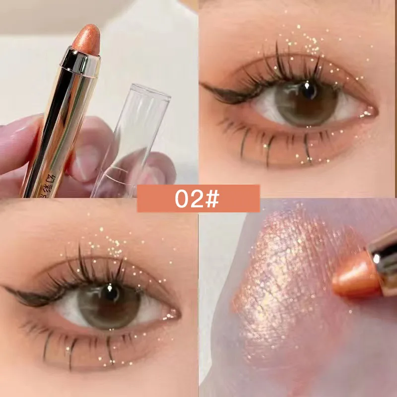 Brightening Makeup Pink Silkworm Champagne Gold Eyeliner Shimmer Eyeshadow Stick Easy Glitter Highlighter Eyeshadow Pencil