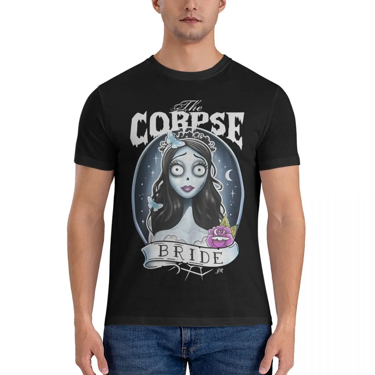 ART T Shirts for Men 100% Cotton Novelty T-Shirt Round Neck Corpse Bride Tees Short Sleeve Clothing New Arrival