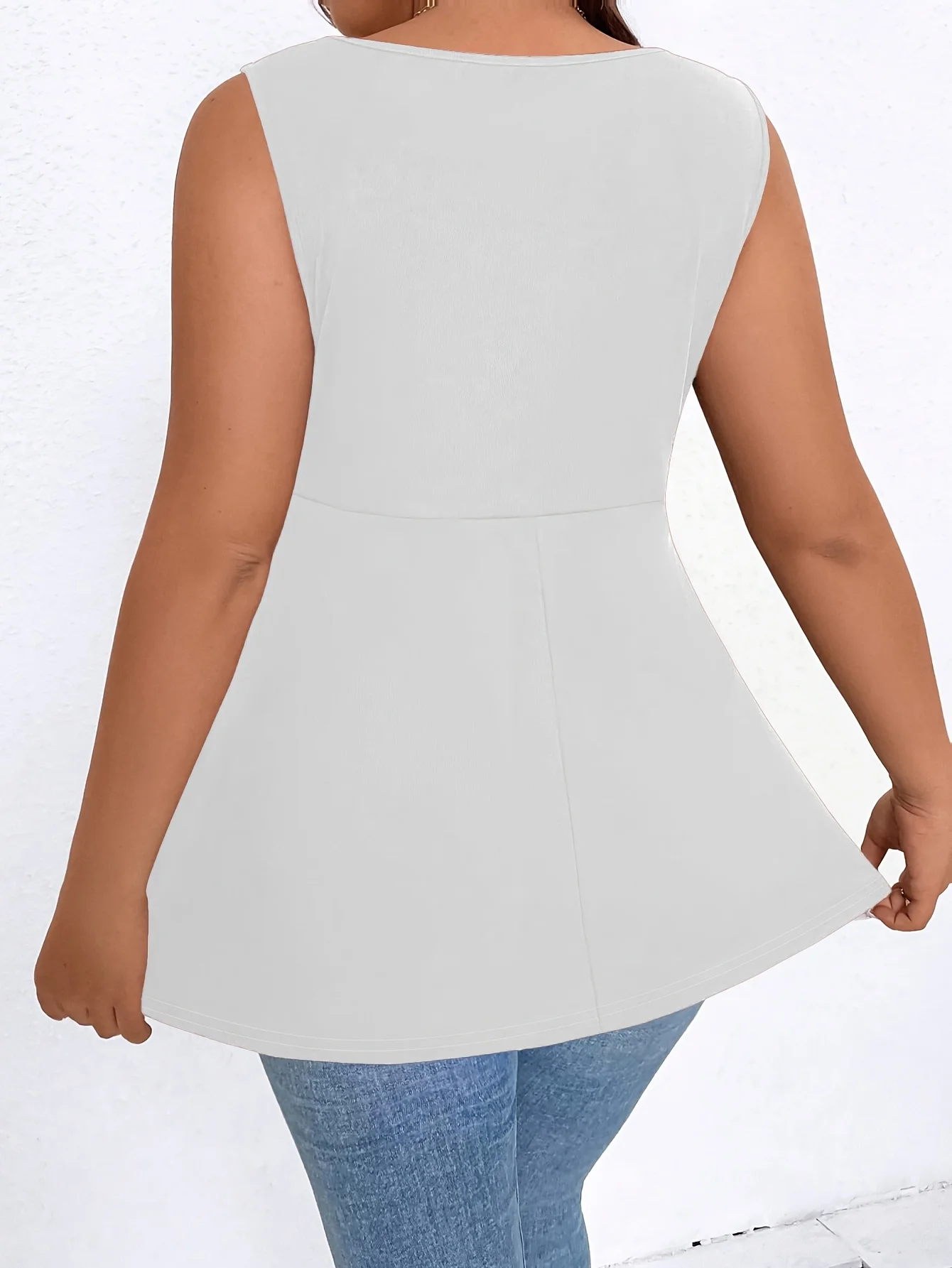 Elegantes Plus-Size-Oberteil für Damen mit quadratischem Ausschnitt und Raffungen für mühelosen Stil – Detail 17