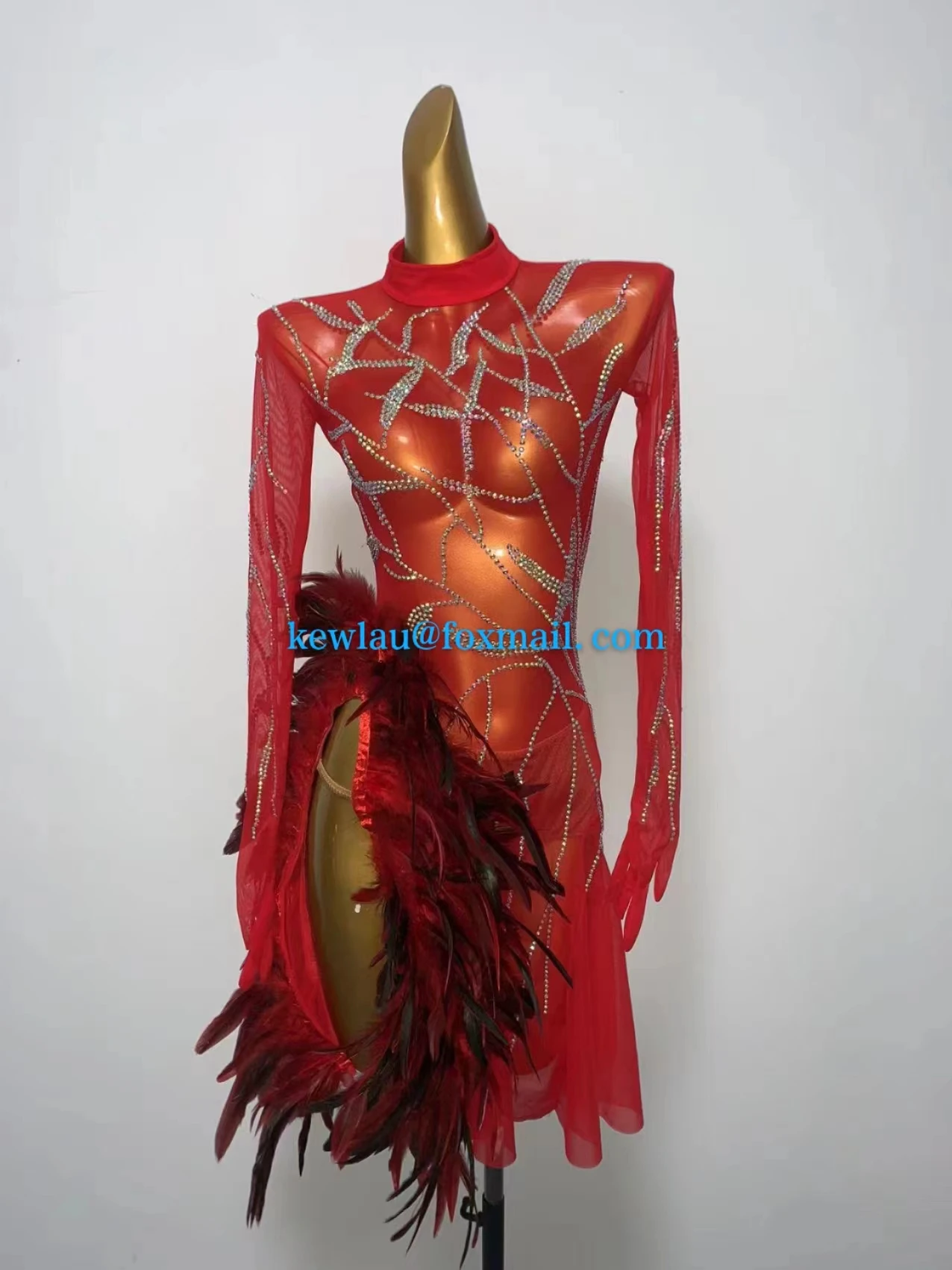 

WHYNOT DANCE New Feather Customized Latin Dance Competition Dress For Girls or Women Fast Free Shipping