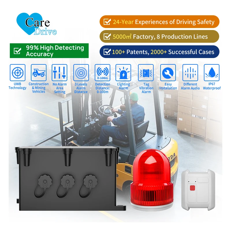 

AlwayCare IP65 Waterproof UWB Technology System One-Way Corner -Collision Proximity Warning Alert Remote Starter Forklift