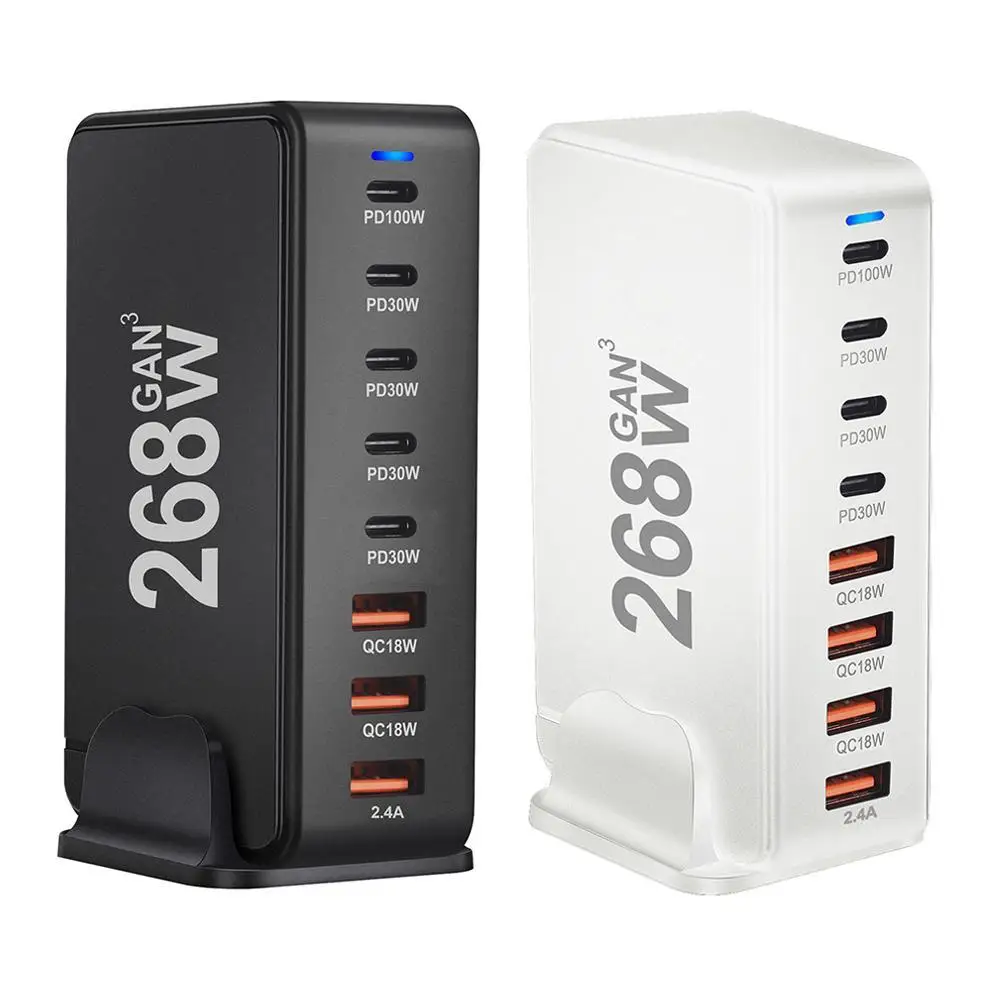 

240W 8-Port USB C PD Charger Desktop GaN Charger Fast Charge 3.0 USB Mobile Charger EU/US/UK/AU Plug For IPhone IPad