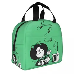 Bolsa de almuerzo con aislamiento musical Mafalda, bolsa térmica, contenedor de almuerzo, Quino Argentina, bolsa portátil de dibujos animados, fiambrera para Picnic