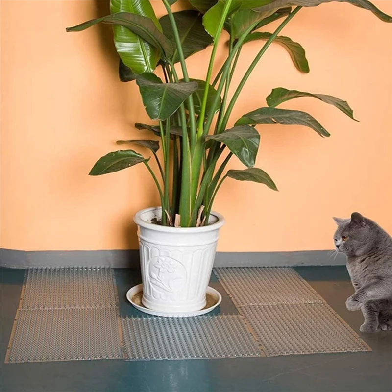 

AT19-8PCS Cat Repellent Outdoor/Indoor Scat Mat For Cats&Dogs, Clear Cat Deterrent Outdoor Mat Pet Deterrent Mats With Spikes