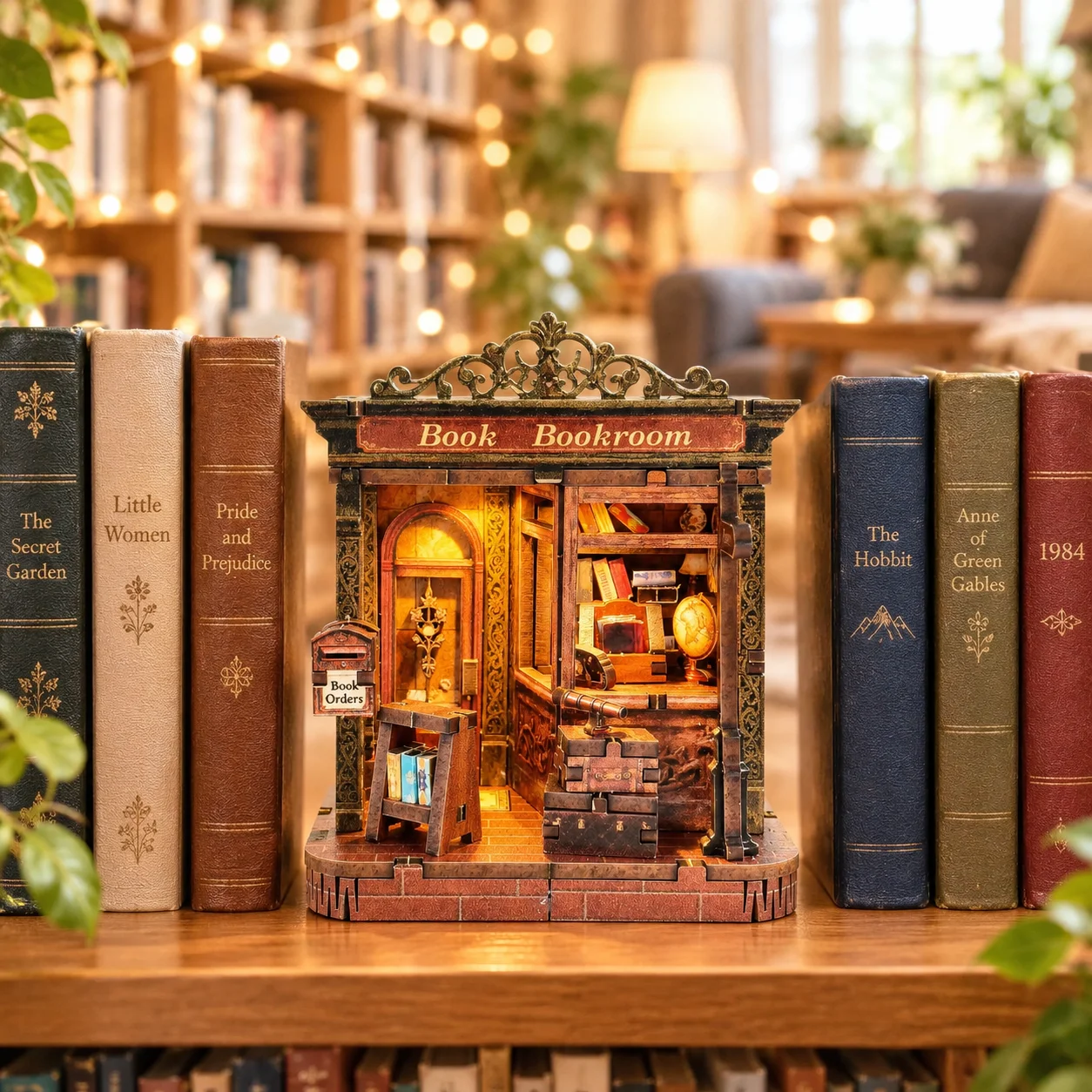 Realistic DIY Book Nook Kit Miniature Hand-assembled Building Three-dimensional  Wooden Model Home Decor
