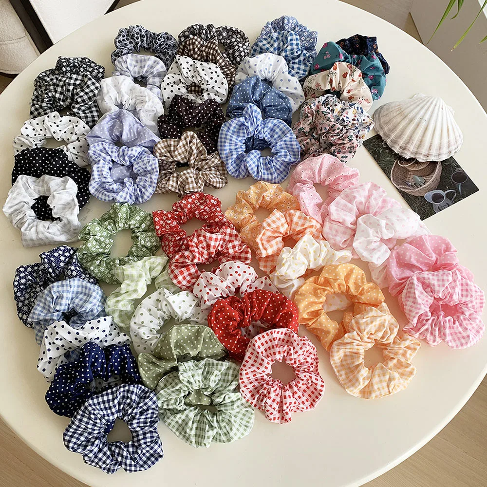 

Набор из 3/5 шт. милых резинок для волос с принтом в горошек для женщин и девочек, мягкие эластичные резинки для волос, плиссированные эластичные повязки для волос, аксессуары для волос