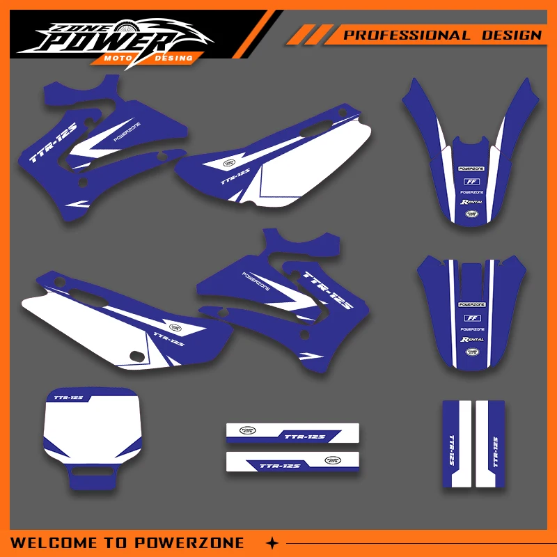 

Графика Powerzone для YAMAHA 2000 2001 2002 2003 2004 2005 2006 2007 TTR125 наклейка наклейки мотоцикл фон на заказ 01