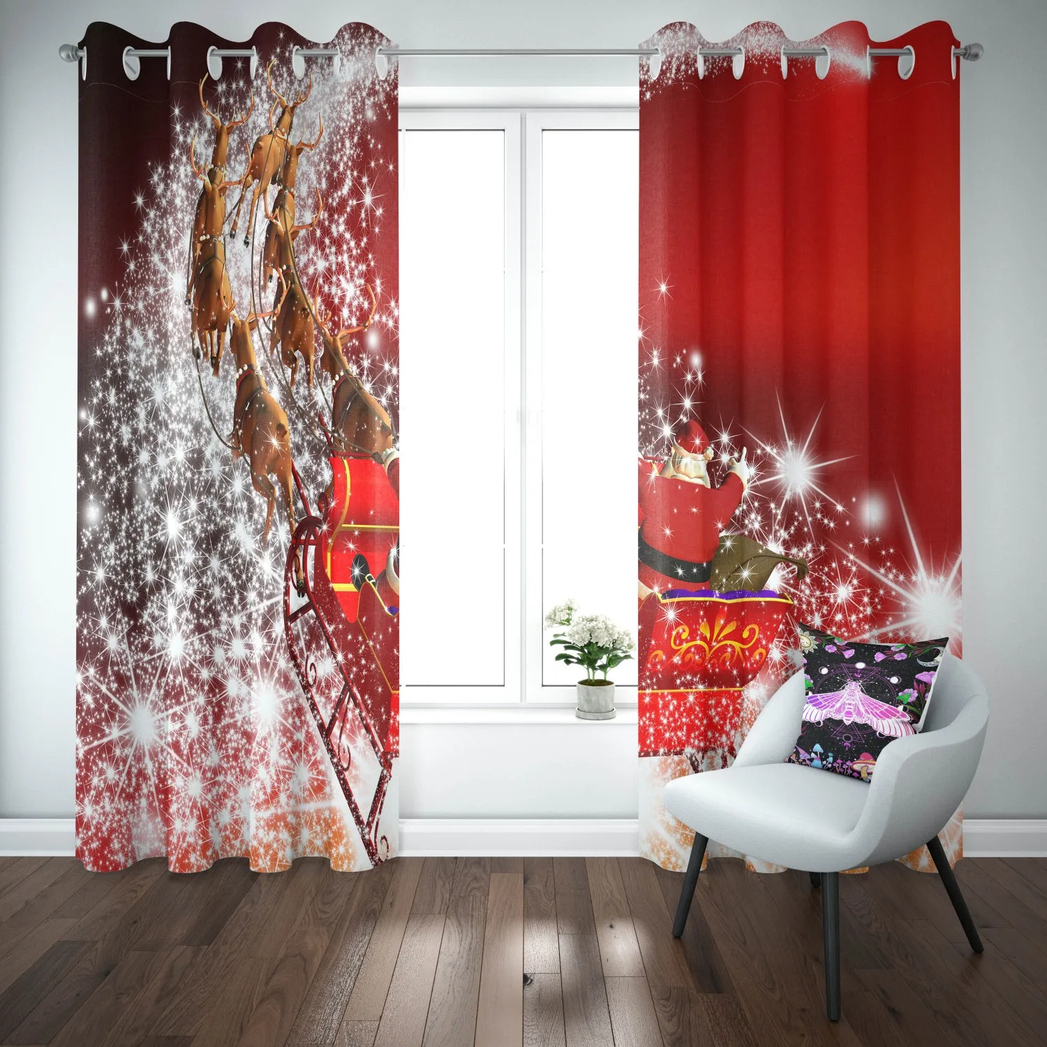 

2024 Christmas Curtains for Living Room Curtain for Living Room Bedroom Aesthetic Decoration Snowflake Drapes 2panels Home Decor