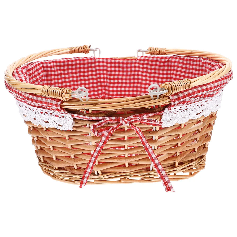 

Picnic Basket Rustic Bread Rattan Fruit Vegetables Waterproof Wicker Empty Baskets with Lid Hyacinth Large Collapsible Shopping