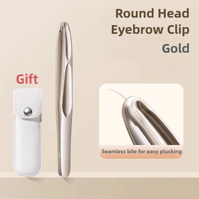 Stainless Steel Precision Tweezers for Eyebrows, Eyelashes, Beard & Mustache - High-Accuracy Round Head, Seamless Clamping Profe