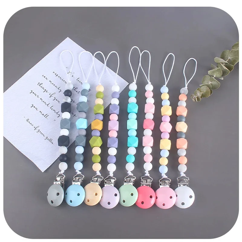ABCPICK DIY Crafts Set Pacifier Clips Toy Safe And Natural Silicone Beads Necklace Pendants Jewelry Making Handmade Accessories