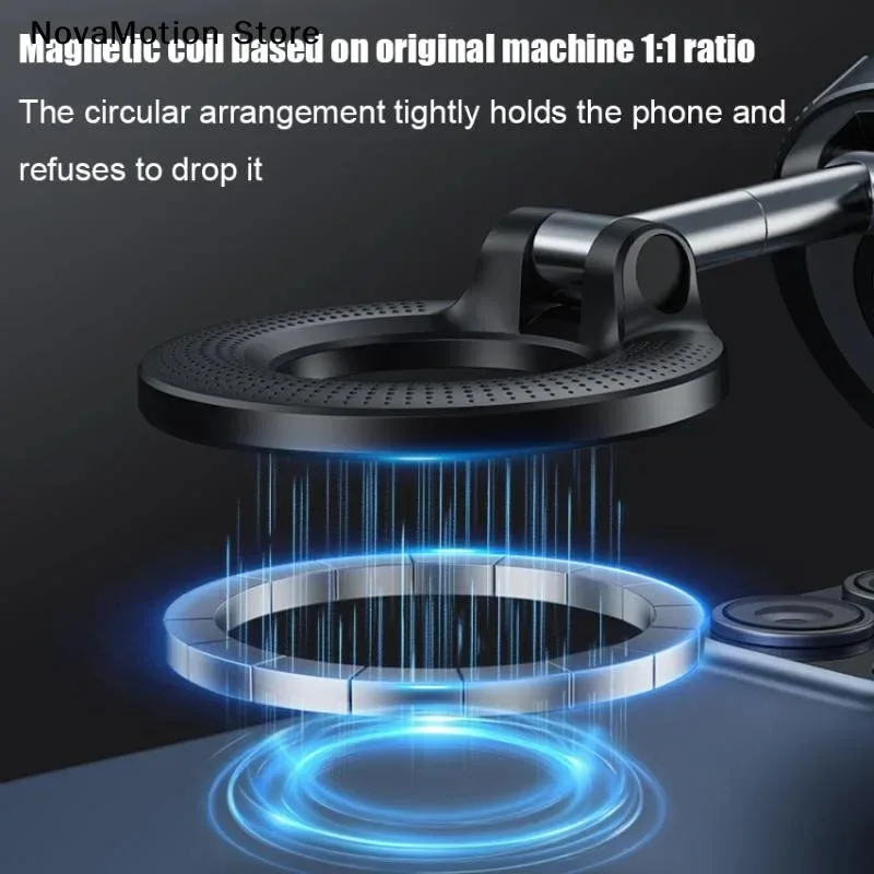 Faltbarer Starker Magnet Magnetischer Telefonhalter 360° ° Drehbarer Schreibtisch-Auto-Staubsauger mit Saugnapf für Windschutzscheibe und Armaturenbrett, Handyhalterung – Detail 4