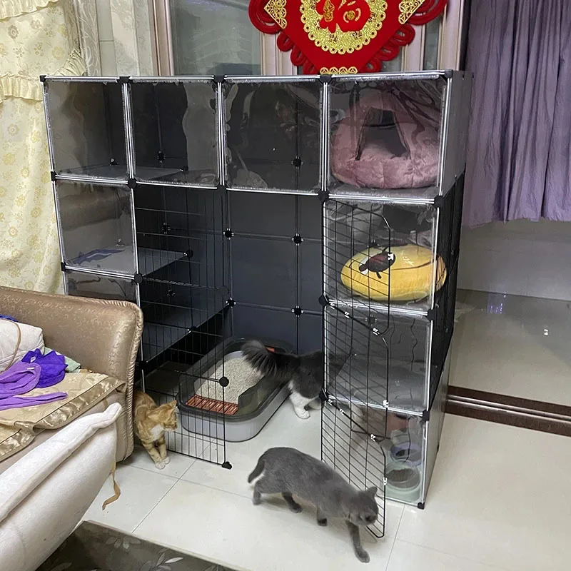 Super Large Cat Cages Free Space Cat Cage House Home Indoor Cat Villa Cat Litter Box Integrated Cat Cabinet Multi-layer Cat Cage