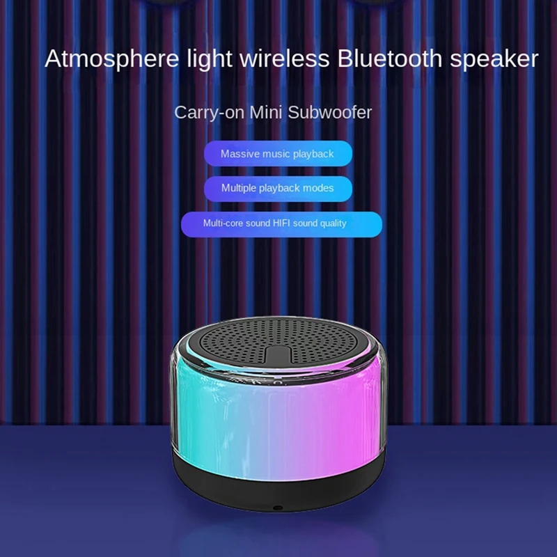 Altoparlante Bluetooth Mini altoparlante Bluetooth portatile a luce colorata Supporto per trasmissione vocale Altoparlante con effetto sonoro surround