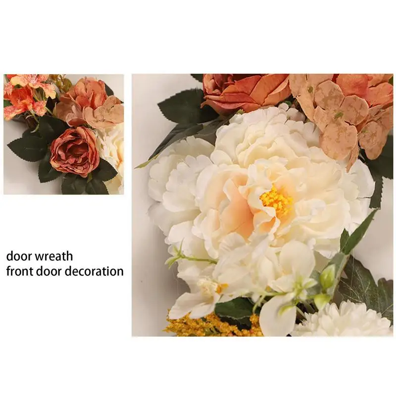 Artificial Camellia Fall Wreath For Front Door Eucalyptus Leaves Wreath Spring Summer Greenery Decorative Hangable For Windows