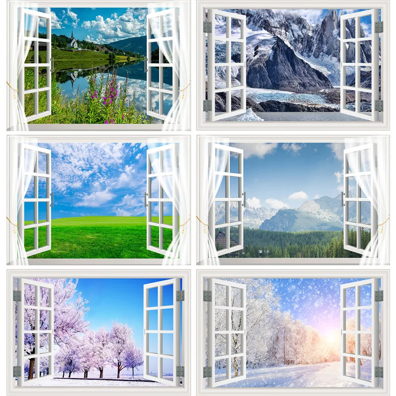 

SHUOZHIKE Outside The Window Natural Scenery Photography Background Indoor Decorations Photo Backdrops Studio Props CHFJ-10