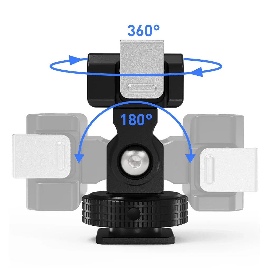 180° Tilt 360° Damping Cold Shoe Adapter Quick Release Magnetic Camera Bracket Holder Snail Head for DJI Osmo Action 5 Pro 4 3 2