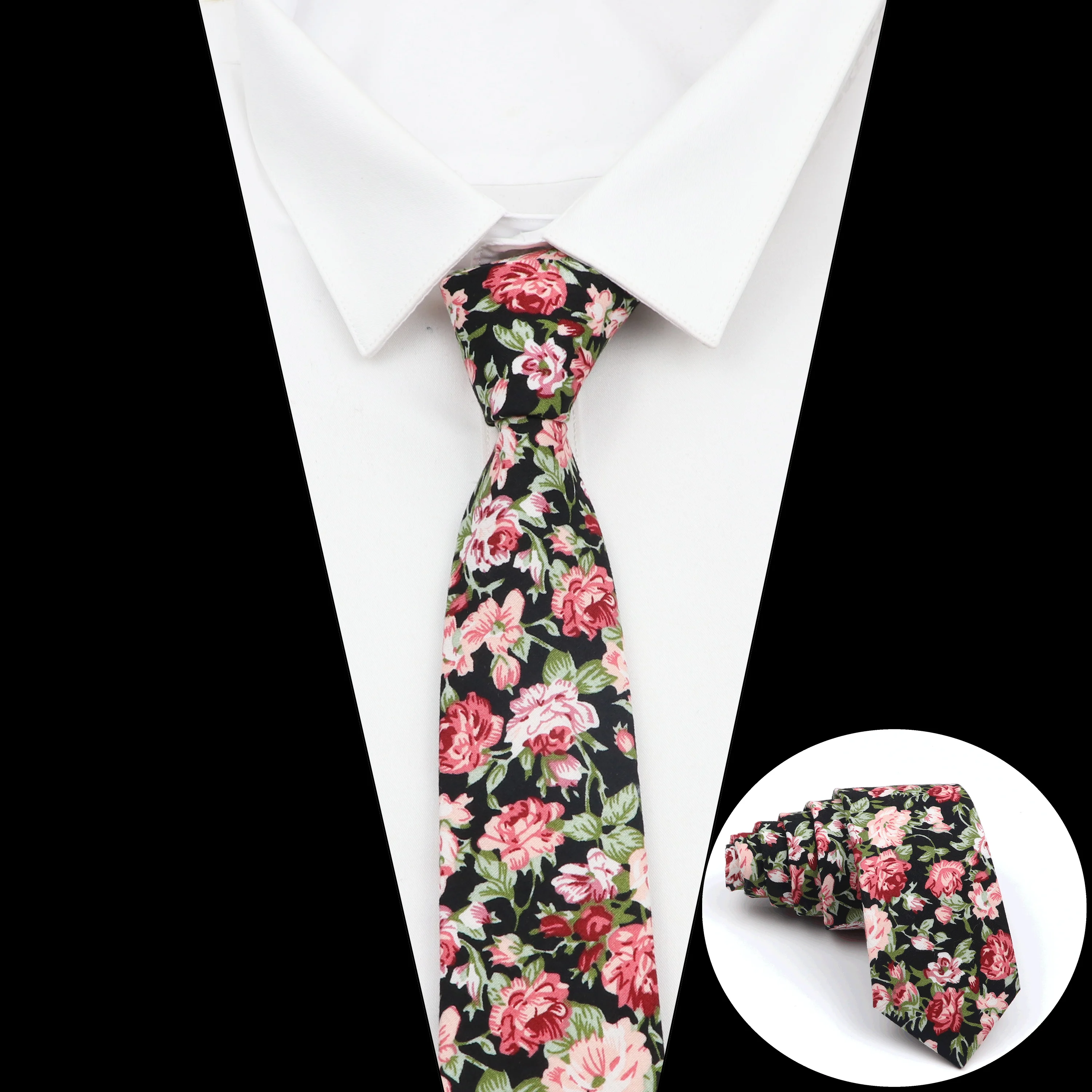 High Quality Cotton Floral Tie For Men Women Skinny Print Necktie For Wedding Casual Man's Neckties Classic Suits Flower Cravat