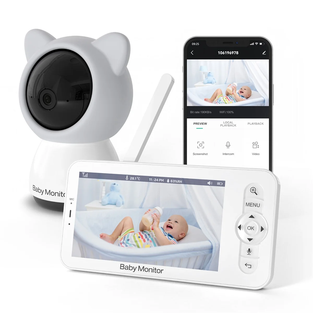 Baby Monitor Two Way Talk Video Surveillance Camera Built-in Lullabies Smart PLUG