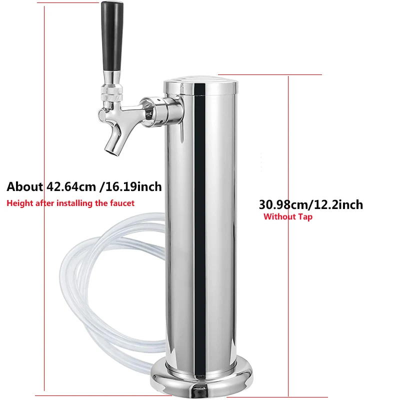 One Tap Chromeplated Beer Tower Single Tap/Faucet Beer Tower Stainless Steel Draft Beer Column Bar Accessories Beer Dispenser