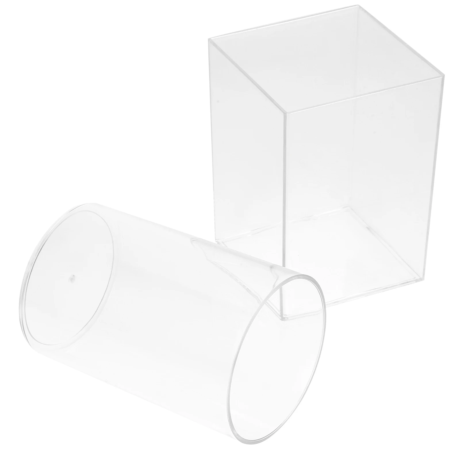 

2pcs Clear Acrylic Holder Pen Container For Desk Storage Brush Organizer Makeup Box Case Stand Marker Cup Large Simple Makeup