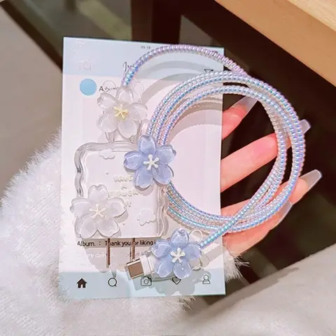 Lyxigt sött 3D rosa vitt kronblad blomma transparent USB-skyddsfodral för iPhone 18W-20W datalinjehuvudsladd snabbladdningsfodral 8 best sales USB-dongelns plasthölje - №7