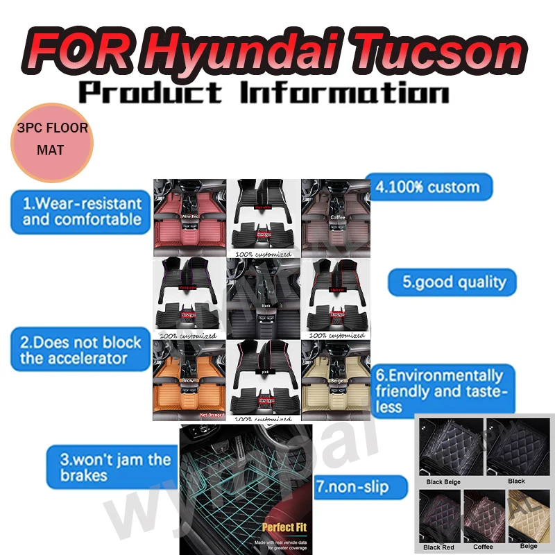 

LUXURY Car floor mats for Beijing-Hyundai Tucson 2021 2022 Custom auto foot Pads