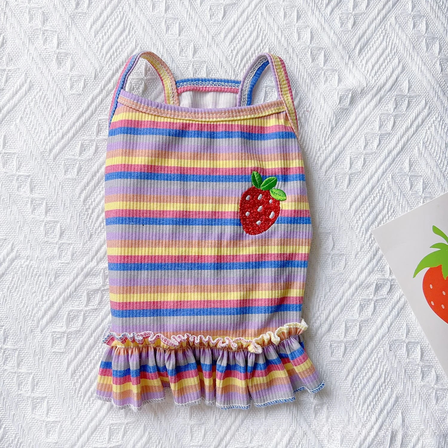 Ropa de Verano con Rayas de Arcoíris para Cachorros, Disfraz Elegante para Perros de Razas Pequeñas, Falda Corta para Mascotas, Disfraz de Perro, Vestido
