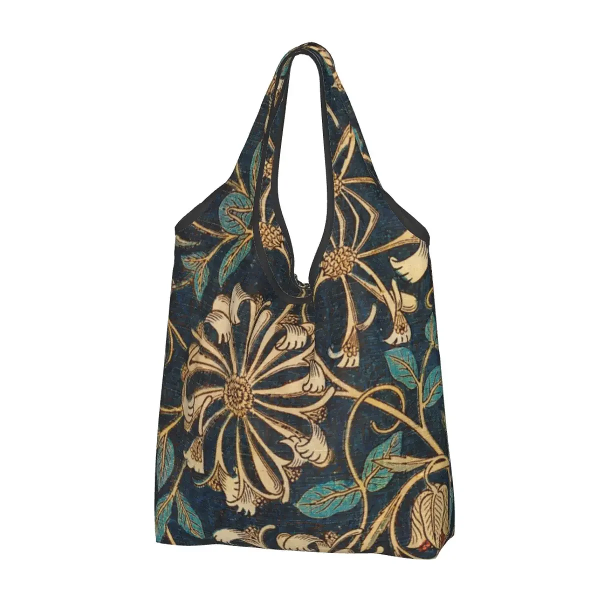 

Модная печать William Morris Artwork Honeysuckle Сумки-тоут для покупок Портативная сумка-шоппер на плечо Bohochic Винтажная сумка с цветочным принтом
