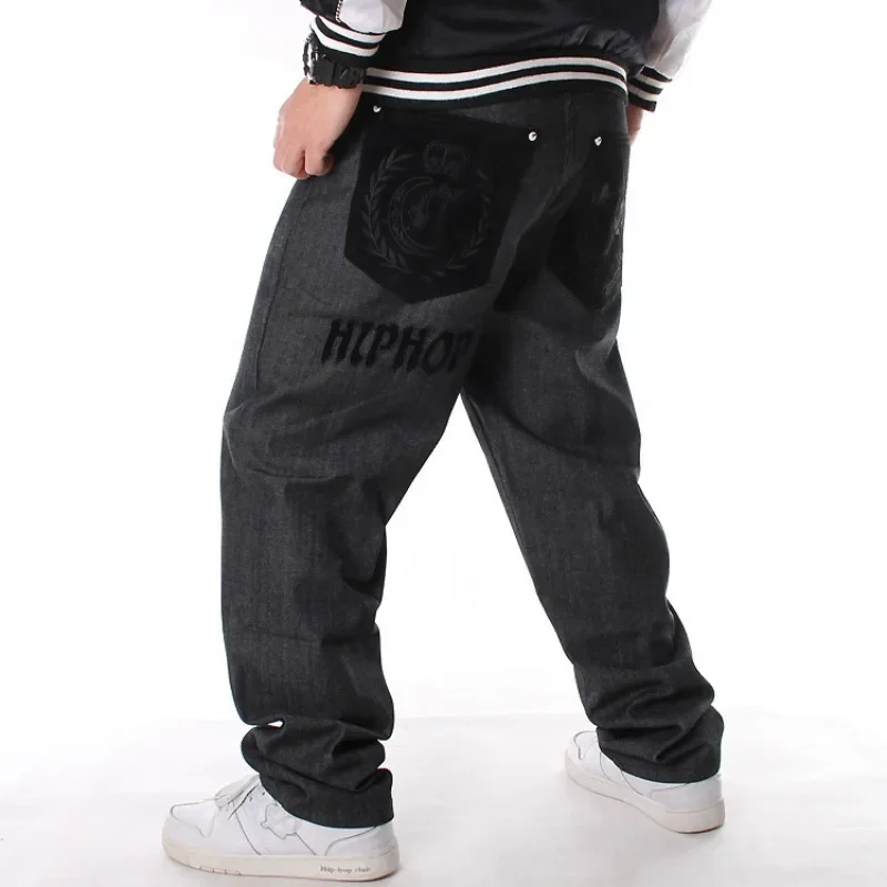 HIPHOP street dance clothing, plush loose skateboard long pants, plus fat and plus size hip-hop jeans, men's fashion