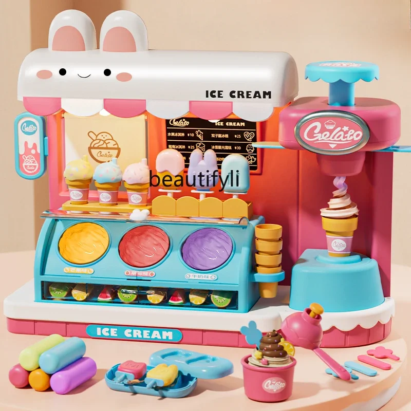 Children's ice cream ice cream truck toy non-toxic rubber clay mold set ultra-light clay