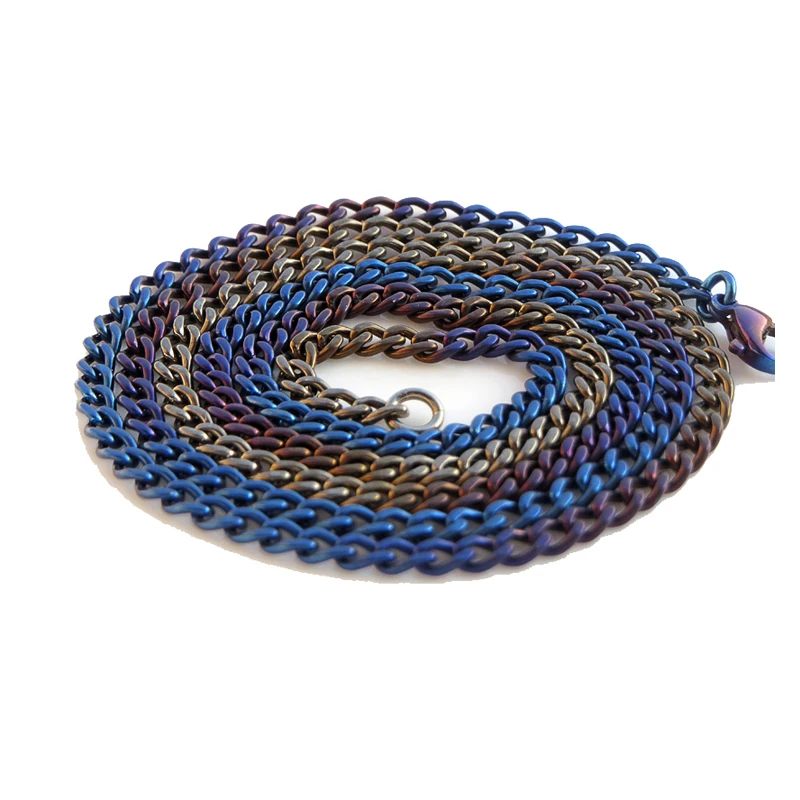 

I-souled Blue Titanium Necklace Chain Resistant Necklaces Hypoallergenic Not Tarnish Rust Or Fade Great Lightweight But Sturdy