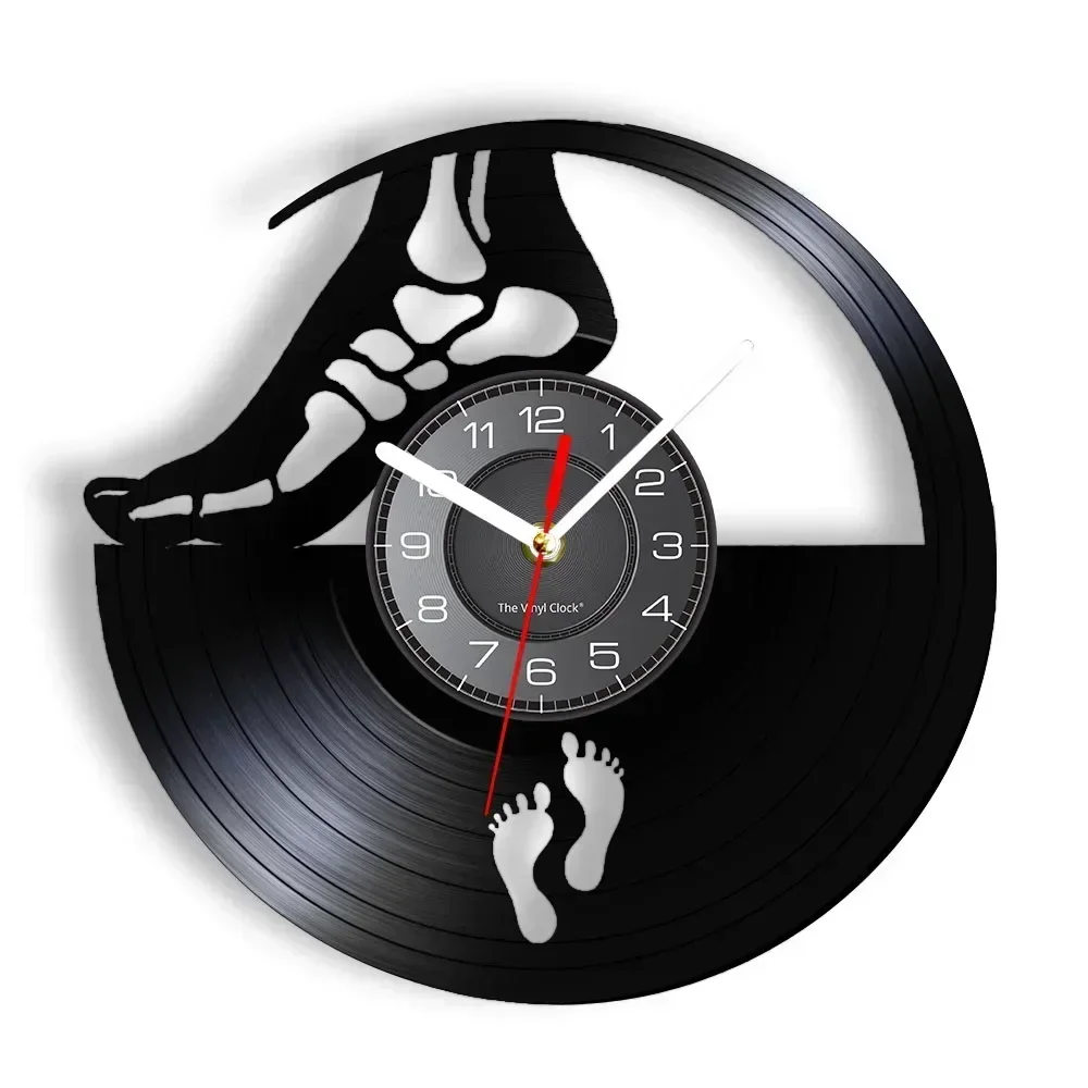 Foot Doctor Vinyl Record Wall Clock Doctor Clinic Medical Artwork Clock Anatomy Foot Wall Watch Orthopedic Doctor Gift