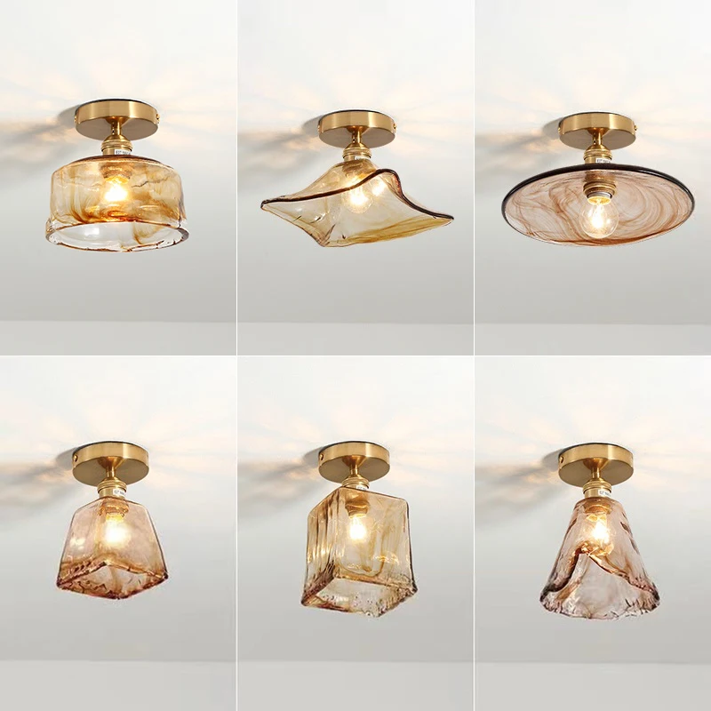 Nordic Ceiling Lights Simple Pendant lamp Restaurant Simplicity Cloakroom Balcony Hallway Lamp Porch Light Glass Chandelier Lamp