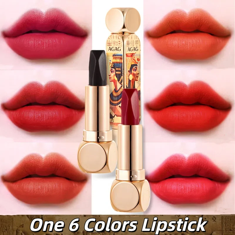 AGAG Magic 6 Colors Lipstick Double Tube Mist Waterproof Non-stick Cup Moisturizing Easy To Use Long-lasting Cosmetics Makeup