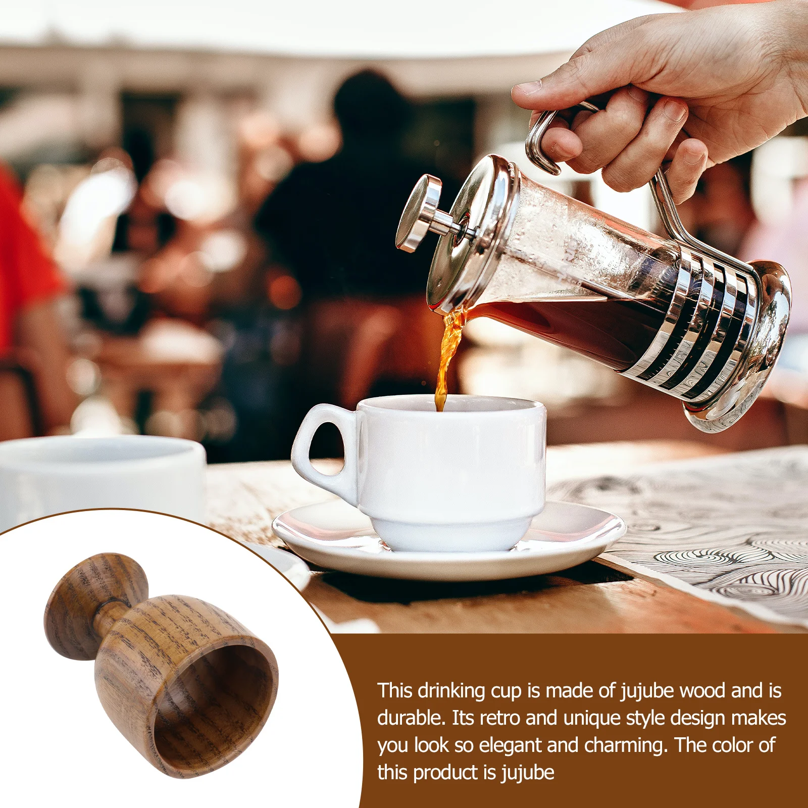 

1Pcs Jujube Wood Drinking Cup Retro Chic Style Natural Texture Wine Tea Coffee Whiskey Glass Drinking Cup Hand-Made Glass