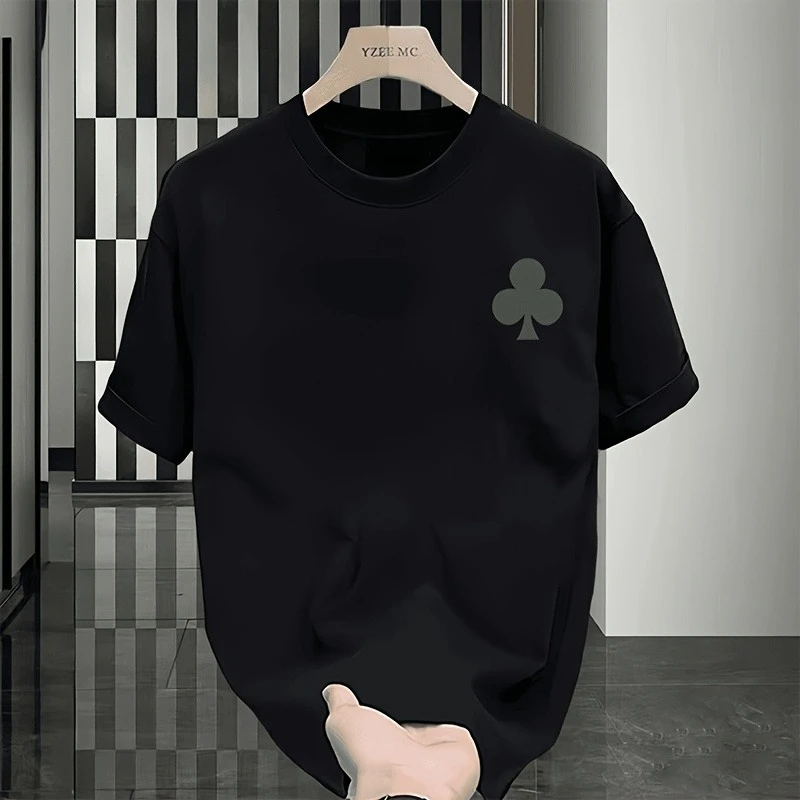 

Poker Plum Blossom Graphic Printing Summer, Autumn and Winter Pure Cotton Casual and Comfortable Men's and Women's T-shirts
