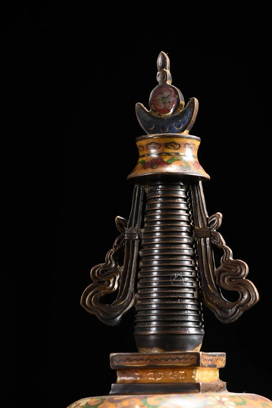 

Old Bronze Cloisonne Enamel Lotus pattern Shakyamuni Buddha Pagoda Amitabha Stupa Worship Hall Town house