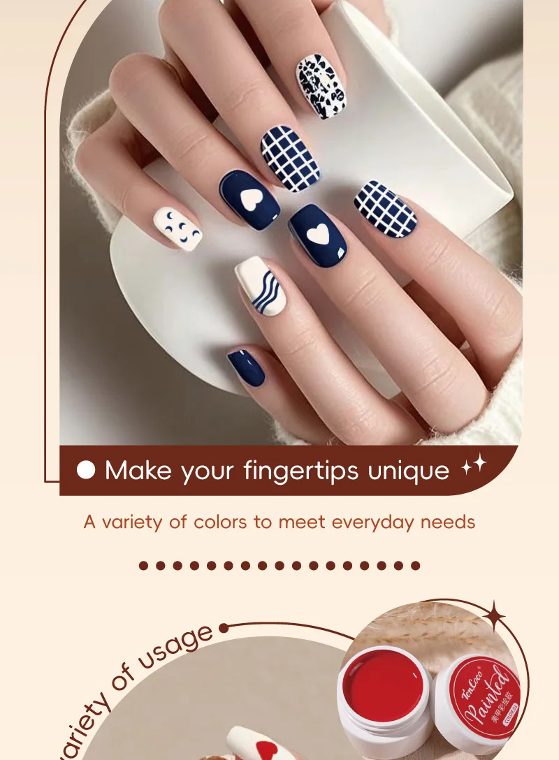 Koreanisches japanisches 6-Farben-Set, kein Abwischen, Nagelmalerei, Gel-Palette, helle Farbe für Nail Art Design, halb-UV-Gel-Creme, Gel-Nagellack – Detail 8