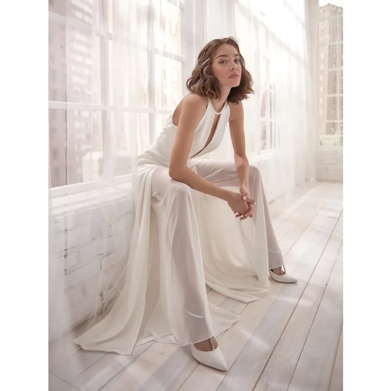 

2025 Sexy Women V Neck Corset Jumpsuit Chic Overalls Elegant Sleeveless Backless Slit Wide Leg Pants Romper Onepieces Outfits