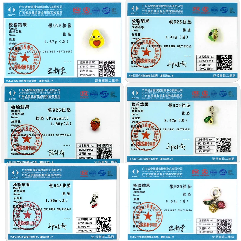 Original 925 Sterling Silver Charms Avocado Strawberry Cherry Lemon Four-Leaf Clover Beads Fit Bracelets Pendant Woman Jewelry
