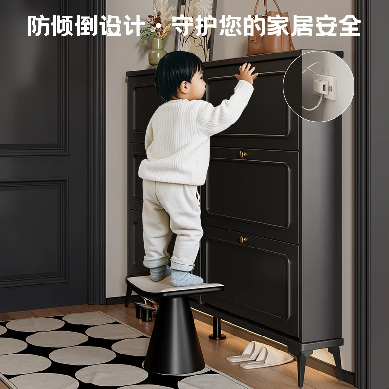 خزانة أحذية رفيعة للغاية باب منزلي 2025 جديد ضيق للغاية من الخشب الصلب مدخل مدخل القطط دلو تخزين ishoe